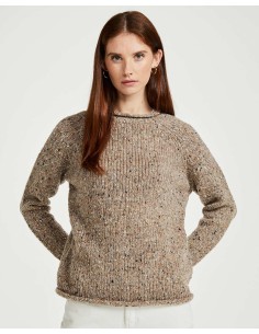 MAGLIONE DONNA IN 100% LANA DONEGAL - BEIGE 2