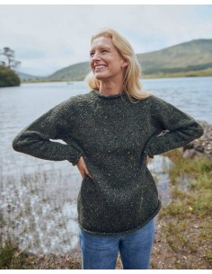 MAGLIONE DONNA IN 100% LANA DONEGAL - VERDE