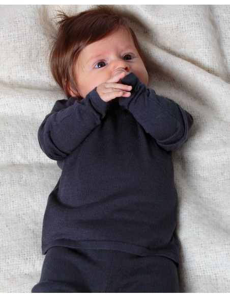 CASHMIRETTA BABY MANICA LUNGA IN SETA E CASHMERE .