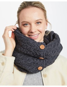 SCIARPA INFINITY LOOP IN LANA IRLANDESE CON BOTTONI -...