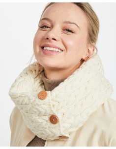 SCIARPA INFINITY LOOP IN LANA IRLANDESE CON BOTTONI - BIANCO 2