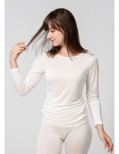 MAGLIA IN PURA SETA  MANICHE LUNGHE - NUDE 2