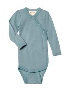 BODY NASCITA IN LANA-SETA INCROCIATO - CIELO