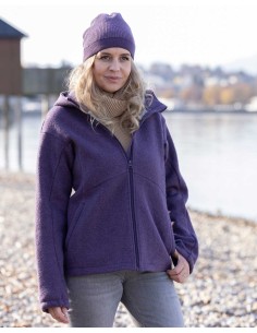 GIACCA DONNA IN 100%  LANA COTTA CON CAPPUCCIO E ZIP - NAVY 2