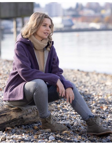 GIACCA DONNA IN 100%  LANA COTTA CON CAPPUCCIO...