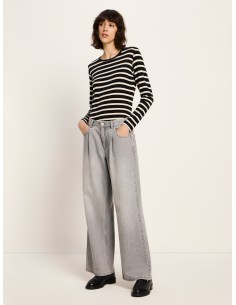 JEANS AMPIO CON PENCES "MARLENE" - GRIGIO 2