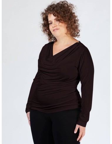 MAGLIA IN BAMBU' CON SCOLLO A CASCATA E MANICA...