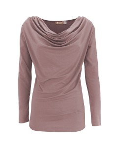 MAGLIA IN BAMBU' CON SCOLLO A CASCATA E MANICA LUNGA -...