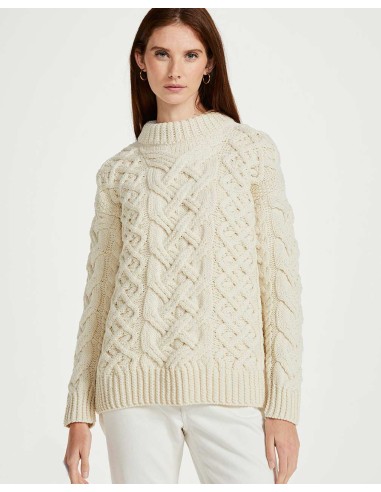 MAGLIONE ARAN IN LANA  IRLANDESE  "HEAVY PATTERN"