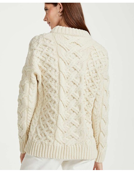 MAGLIONE ARAN IN LANA  IRLANDESE  "HEAVY PATTERN"