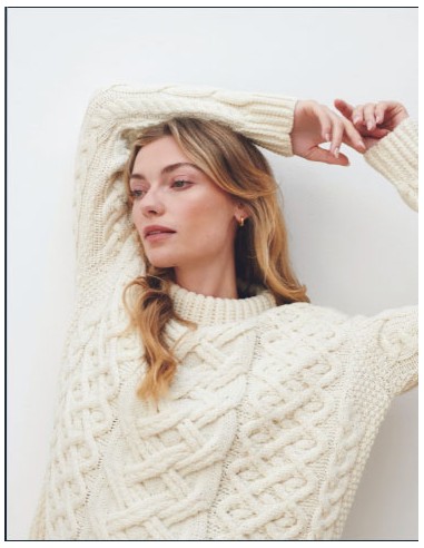 MAGLIONE ARAN IN LANA  IRLANDESE  "HEAVY PATTERN"