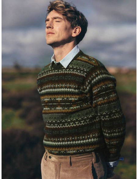 MAGLIONE UOMO SCOZZESE IN 100% LANA VERGINE "FAIRISLE ALLOVER"