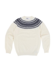 MAGLIONE SCOZZESE UOMO IN LANA VERGINE "FAIRISLE" - BIANCO