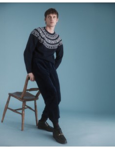 MAGLIONE UOMO SCOZZESE IN PURA LANA "SNOW" - NAVY 2