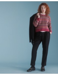 MAGLIONE SCOZZESE DONNA IN PURA LANA ALLOVER "MULTI" - FUXIA 2