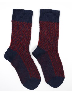 CALZINI IN LANA E COTONE BIOLOGICO "SPINA DI PESCE" - NAVY