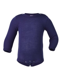 BODY MANICA LUNGA IN LANA-SETA - BLU