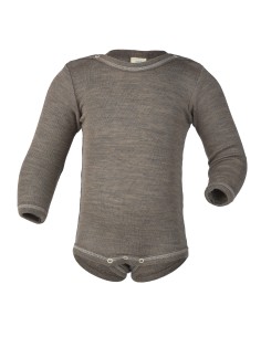 BODY MANICA LUNGA IN LANA-SETA - NOCE