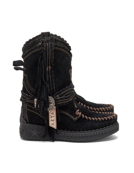 STIVALE INDIANINO CON FRANGE IN PELLE SCAMOSCIATA "ARYA"