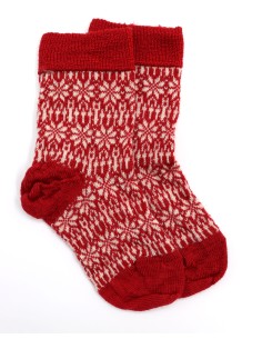 CALZINO NORVEGESE  IN 100% LANA A TRICOT KIDS - ROSSO