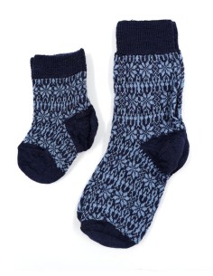 CALZINO NORVEGESE  IN 100% LANA A TRICOT KIDS - NAVY
