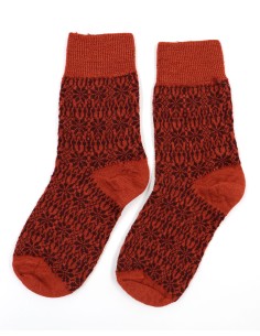 CALZINO NORVEGESE  IN 100% LANA A TRICOT KIDS - TERRACOTTA 2