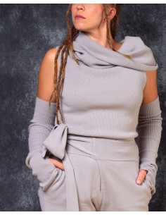 SCALDABRACCIA LUNGHI IN LANA E CASHMERE "MJSTIC" - SASSO