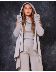 SCIARPA-CAPPUCCIO IN LANA E CASHMERE "SHADOW" - SASSO