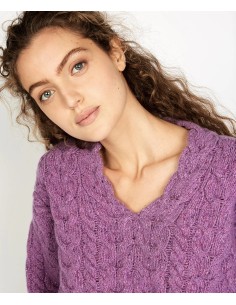 MAGLIONE IN LANA IRLANDESE E CASHMERE A V "HAPPENNY" - LILLA 2