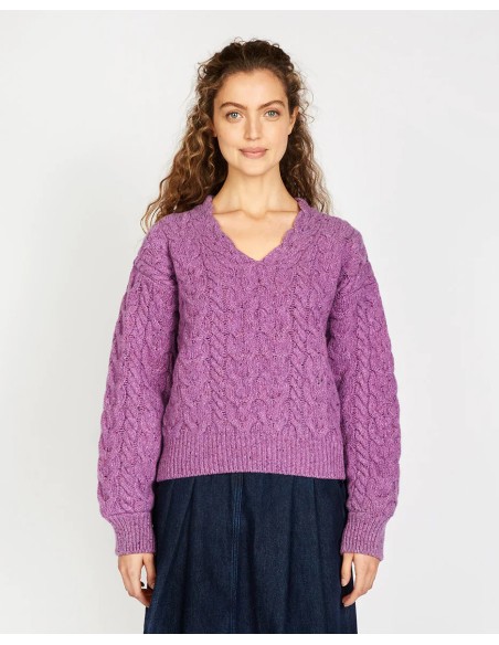 MAGLIONE IN LANA IRLANDESE E CASHMERE A V "HAPPENNY"