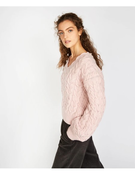 MAGLIONE IN LANA IRLANDESE E CASHMERE A V "HAPPENNY"