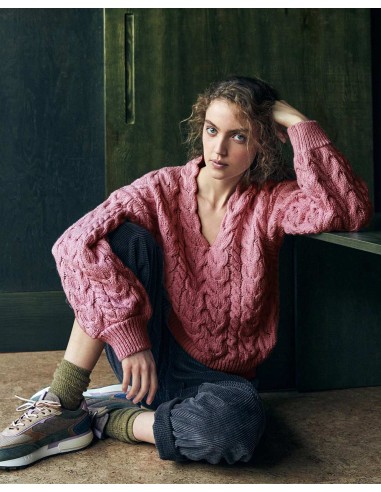 MAGLIONE IN LANA IRLANDESE E CASHMERE A V...