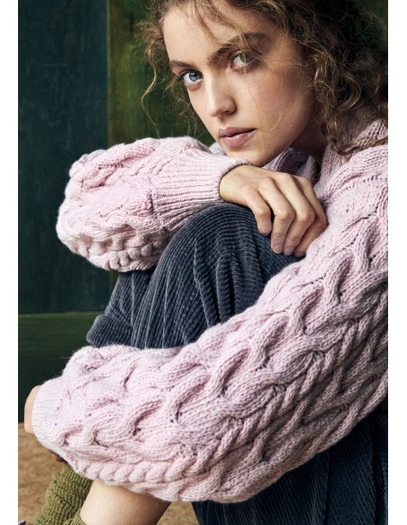 MAGLIONE IN LANA IRLANDESE E CASHMERE A V "HAPPENNY"