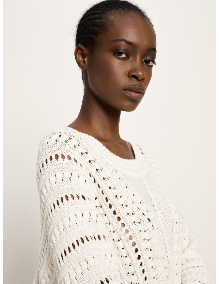 MAGLIONE DONNA IN COTONE BIOLOGICO TRAFORATO 