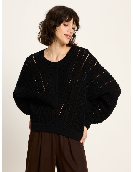 MAGLIONE DONNA IN COTONE BIOLOGICO TRAFORATO 