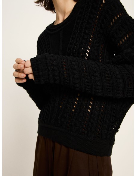 MAGLIONE DONNA IN COTONE BIOLOGICO TRAFORATO 