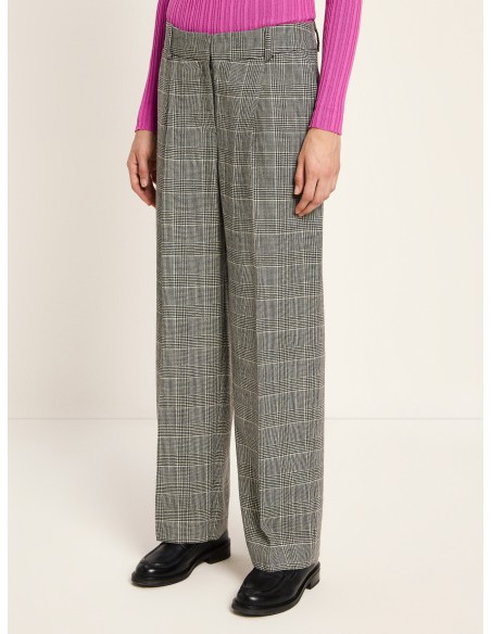 PANTALONI DONNA IN LANA VERGINE A QUADRI