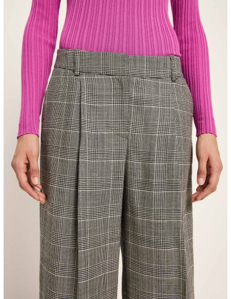PANTALONI DONNA IN LANA VERGINE A QUADRI
