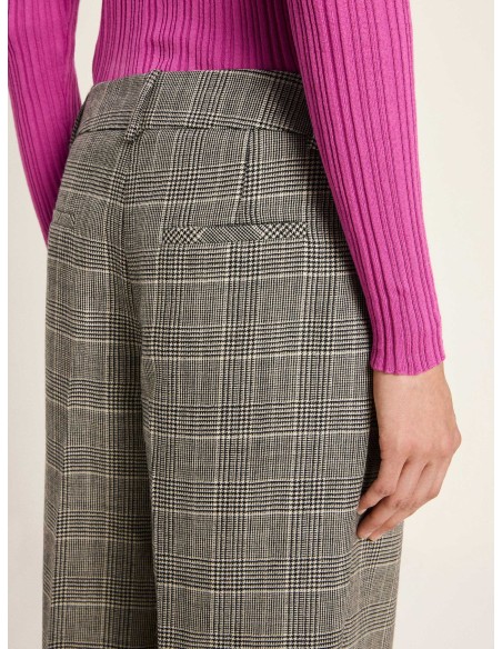 PANTALONI DONNA IN LANA VERGINE A QUADRI