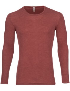 T-SHIRT UOMO IN LANA-SETA A MANICHE LUNGHE - RAME