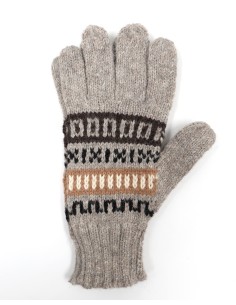 GUANTI IN 100% BABY ALPACA DISEGNATI "TRADITIONAL" - GRIGIO