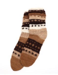 CALZETTONI UNISEX IN 100% ALPACA - MARRONE 2