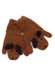 MANOPOLE  BAMBINI IN 100% ALPACA "ANIMALI" - MARRONE