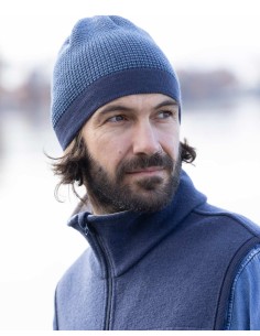 BERRETTOADULTI IN 100%  LANA MERINO MELANGE - BLU 2