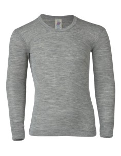 MAGLIA MANICA LUNGA BAMBINI IN LANA-SETA - GRIGIO