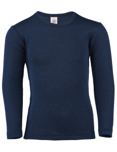 MAGLIA MANICA LUNGA BAMBINI IN LANA-SETA - NAVY