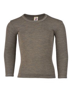 MAGLIA MANICA LUNGA BAMBINI IN LANA-SETA - NOCE
