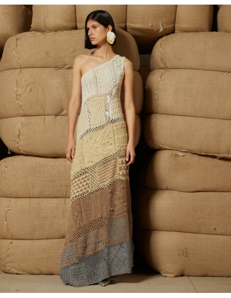 ABITO LUNGO MONOSPALLA IN 100% BABY ALPACA 