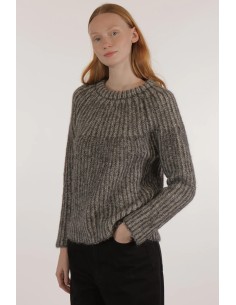 MAGLIONE RIB IN BABY ALPACA E COTONE BIOLOGICO "IRIS" -...