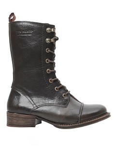 STIVALETTO PANDORA IN PELLE MEDIO "INVECCHIATO" - OLIVA